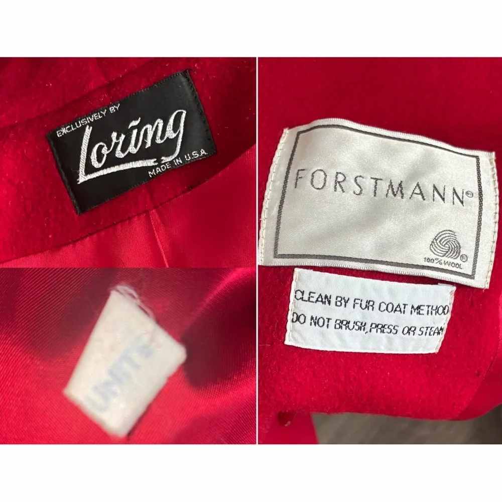 Vintage Loring, red Frostmann 100% wool made in the USA genuine fur lined collar